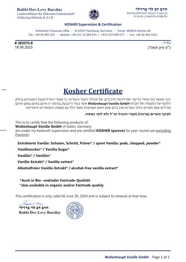 SHK-Kosher (excluding Passover)